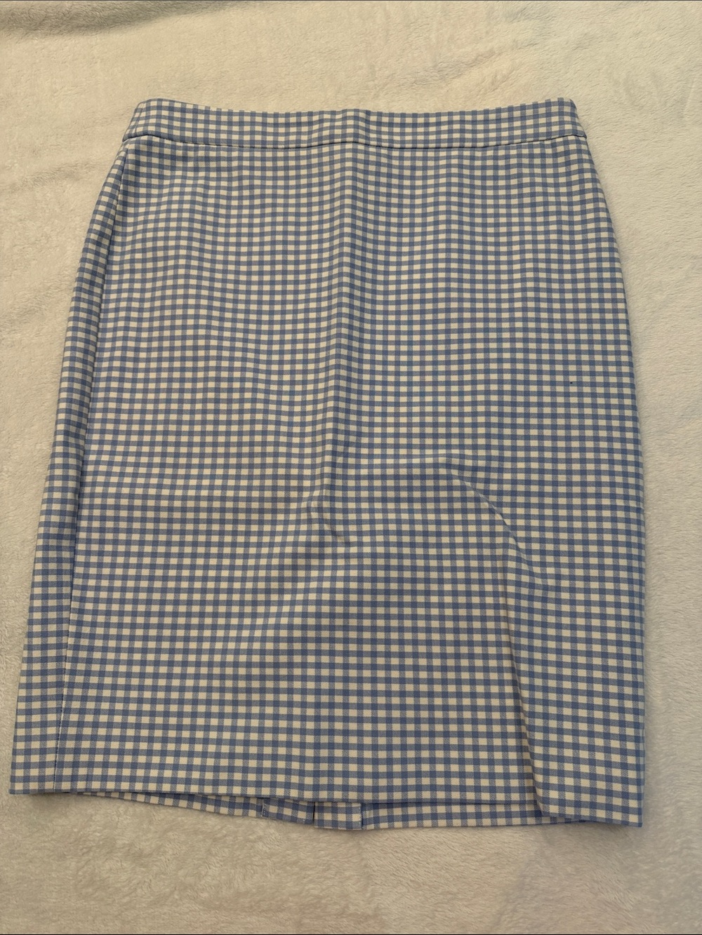 J. Crew Blue and White Gingham Pencil Skirt